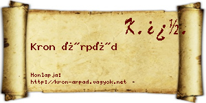 Kron Árpád névjegykártya